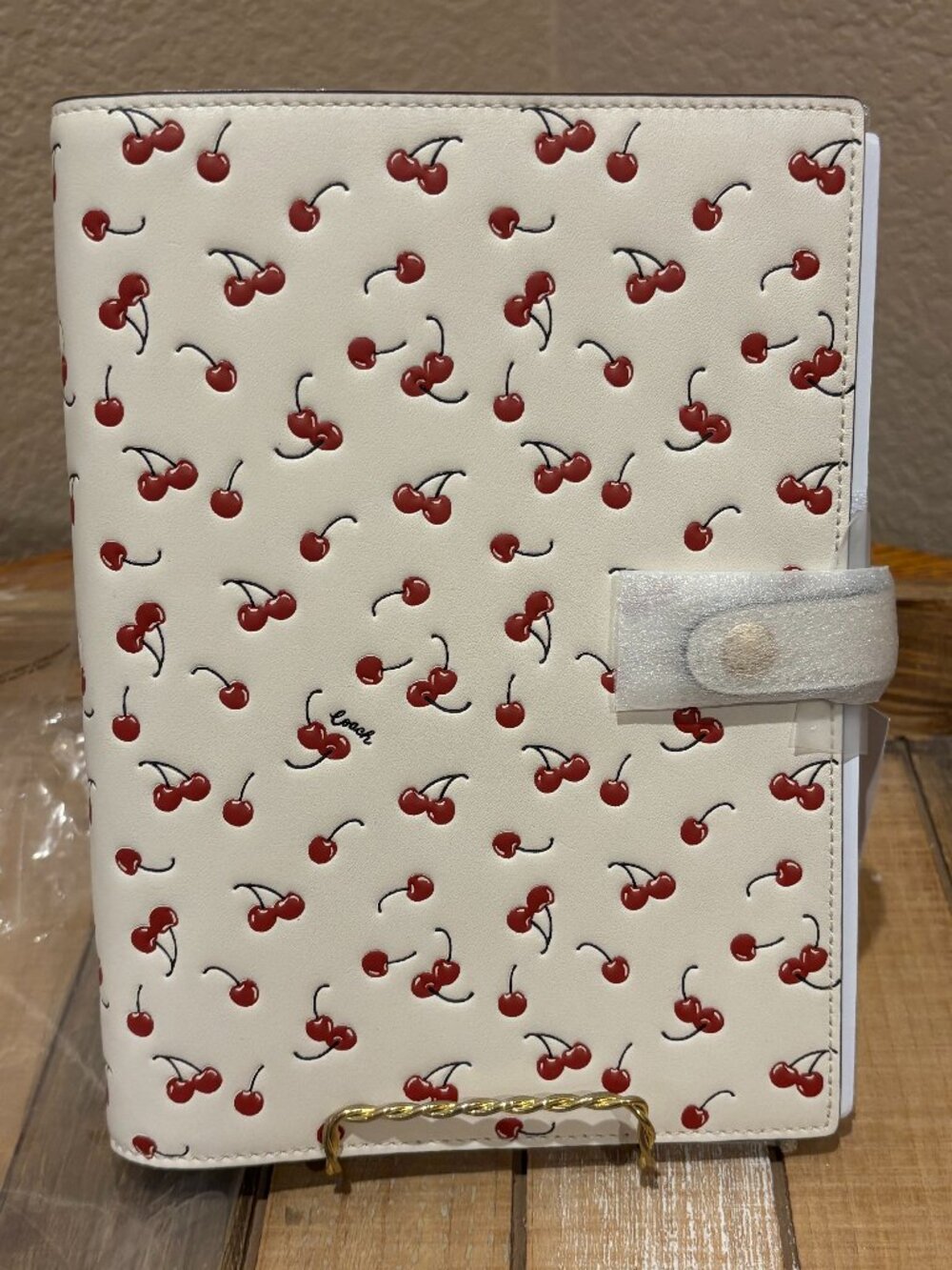 2026 Coach Notebook With Cherry Print | Red/White CFA44 NWT
